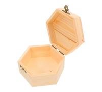 LIFKOME Hexagonal Wooden Jewellery Box with Hinged Lid Unpainted Small Wood Box for Trinkets and Small Treasures for Home Storage