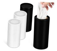 LIFKOME Holder Paperboard with Minimalist Seamless and Refills Build, Sturdy round 4pcs Tissue Box Cylinder Modern Simplicity Design Car for Travel and Car Use