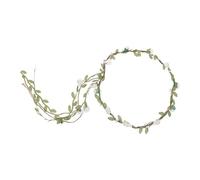 LIFKOME Holiday Wreath White Flower Leaves Ribbon for Photography Floral Crown Spring Wall Decoration Vacation Accessories
