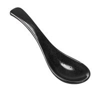 LIFKOME Japanese Retro Ceramic Soup Spoon for Ramen and Asian Cuisine - Black Kitchen Porcelain Serving Spoon with Smooth Surface and Elegant Traditional Design