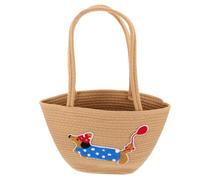 LIFKOME Knitted Straw Woven Tote Bag Large Capacity Cotton Handwoven Handbag for Women Summer Beach Vacation Shoulder Bag Stylish Breathable Holiday Shopping