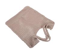 LIFKOME Large Capacity Khaki Woven Beach Tote Bag Lightweight Polyester Crochet Shoulder Bag for Women Daily Casual Work Travel with Secure Ergonomic Straps and Breathable Hollow Design