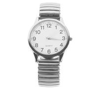 LIFKOME Large Dial Waterproof Quartz Wristwatch for Elderly Parents, Classic Analog Wristwatch Elastic Silver Band and White Face, Suitable for Daily Wear Random Style