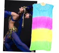 LIFKOME Lengthened Gradient Silk Belly Dance Fan for Stage Performance Long Silk Dancing Fan with Bamboo Frame Lightweight and Easy to Fold for Womens Dance and Festival Shows