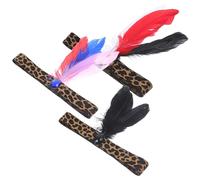 LIFKOME Leopard Pattern Plume Headbands 3pcs Set with Sequin Accent Black Blue Red Purple Hair Accessories for Women Teens Festival Party Performance
