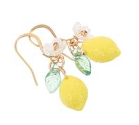 LIFKOME Lightweight Stainless Steel Fruit Earrings for Women Lemon Leaf Flower Dangle Design Irregular Shape Jewelry for Summer Casual Outfits Shine with Unique Fresh Style