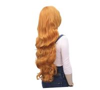 LIFKOME Long Colorful Curly Wave Wig with Bangs for Women Premium Synthetic Cosplay Hair Accessory Comfortable Lace Hairpiece for Daily Wear and Stage Performance Orange