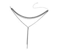 LIFKOME Long Layered Tassel Necklace for Women Black Beaded Chain Choker Elegant Rhinestone Accent Jewelry for Weddings Parties Prom Versatile Daily Wear Accessory