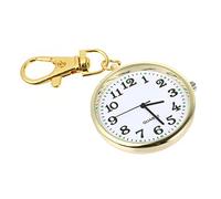 LIFKOME Luminous Key Chain Pocket Watch Arabic Numerals Gold Case White Dial Nurse Watch for Doctors and Middle-Aged Portable Hanging for Medical Use