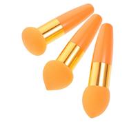 LIFKOME Makeup Sponge Brush 3pcs Set Portable Multifunctional Beauty Cosmetic Makeup Pens Orange for Foundation Blending and Concealer Application