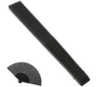 LIFKOME Men's Black Fabric Folding Fan Lightweight Bamboo Silk Portable with Carry Bag Practical Summer Handheld Accessory for Men