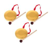 LIFKOME Mini Copper Plated Handheld Gongs Safe and Interesting with Mallets 3 Sets Perussion Instruments Easy to Use Portable Gong Toy for Children for Home Decoration and Collection