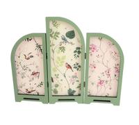 LIFKOME Mini Tabletop Folding Screen, 3 Panel Decorative Divider with Traditional Chinese Art Motifs, Foldable Pvc and Acrylic Panel for Home and Festival Use, Vintage Style Small Desktop