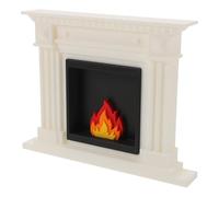 LIFKOME Miniature Fireplace Model for Dollhouse Or Photography Prop, Vintage White Pla Mantelpiece with Realistic Flame Ambience and Seamless Integration, for Tabletop Decoration