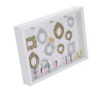 LIFKOME Miniature Tabletop Picture Frames Memory Display Case Frame DIY Museum Silhouette Display 31.40x22.60x4.50cm Wood and Plastic White Figures and Light for Memory Collage Home Decor