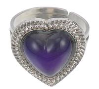 LIFKOME Mood Ring Adjustable Temperature Gemstone Ring for Women Heart-Shaped with Open Band Sensitive to Body Heat for Emotional Mood Display