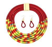 LIFKOME Multilayer Choker Necklace Set 1 Red Textile Thread Magnetic Buckle