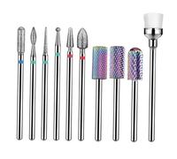 LIFKOME Nail Art Tools Manicure Grinding Heads Tungsten Carbide Nail Drill Bits 10pcs Set for Salon and Home and Filing