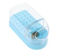 LIFKOME Nail Drill Bits Storage Holder 30-slot Grinding Head Organizer Box with Cleaning Brush Blue for Manicure Tool Storage and Nail Art Supplies