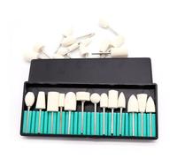 LIFKOME Nail Grinding Set and Square Shapes 12pcs Beige Wool with Protective Abrasive Buffing Bits Nail Drill Tool Accessories for Manicure and Pedicure