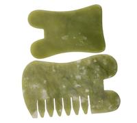 LIFKOME Natural Jade Stone Gua Sha Scraper Set 2pcs 5.3x7.2cm 9.2x6.1cm Facial and Body Massage Tool for Gua Sha Therapy and Relaxation Treatment