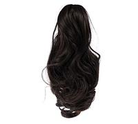 LIFKOME Natural Looking Long Wavy Claw Clip Synthetic Hairpiece Ponytail Extension for Women Adds Volume and Easy to Wear Elegant Brown Black