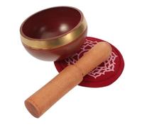 LIFKOME Nepal Handmade Singing Bowl with Mallet and Cushion Multi-function Tibetan Sound Bowl for Meditation Yoga Relaxation Mindfulness Practices Red