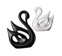 LIFKOME Nordic Swan Lover Figurines Ceramic Couple Swans Black and White Home Decor Ornaments for Living Room Office Study Display