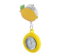 LIFKOME Nurse Pocket Watch in Lemon Colour with Retractable Clip, Quartz Movement, Glass Face and Alloy Body, for Student Nurses During Exams