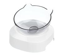 LIFKOME Pet Feeding Bowl Cat Food Feeder Single Bowl White ABS Neck Protection Slant Feeder for Cats and Dogs