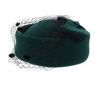 LIFKOME Pillbox Hat Vintage Themed Occasions for Winter and Masquerades Vintage British Style Wool with Bowknot and Veil, Lightweight Comfortable Fascinator in Green Women's