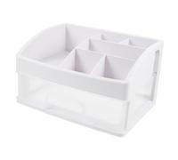 LIFKOME Plastic Makeup Storage Box with Drawer Transparent Desktop Organizer for Cosmetics and Sundries Small Dustproof Case with Multiple Compartments Material for Home Use