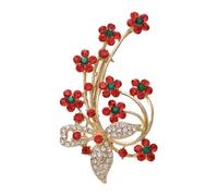 LIFKOME Plum Blossom Brooch Pin Red Rhinestone Breastpin Stylish Korean Two-way Floral Decoration for Women Dress Suit Shirt Accessories