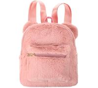 LIFKOME Plush Backpack with Bear Ears for Adjustable Straps, Mini Storage, Pink, Soft Furry Surface for School Use