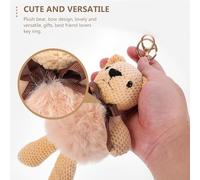 LIFKOME Plush Bear Keychain with Gold Buckle Soft Cartoon Bear Bag Ornament Cute Lovely Key Holder for Home Office and Adults Decorative and Practical Accessory