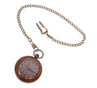 LIFKOME Pocket Watch Decorative Effect and Time Viewing Retro Style Wooden with Chain and Button Battery Included for Men for Daily Use or Attending a Party
