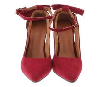 LIFKOME Pointed Toe Women High Heels Bow Tie Pumps Suede Rubber Sole Elegant Party Wedding Shoes Dark Red