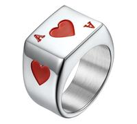 LIFKOME Poker Finger Ring Titanium Steel Men's Fashion Jewelry Lightweight Retro Style for Daily Wear and