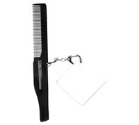 LIFKOME Portable Comb for Men with Fine Tooth Design and Keychain Foldable Beard Comb with Compact Acrylic Square Mirror Lightweight Travel Grooming
