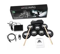 LIFKOME Portable Electronic Drum Pad Kit for Beginners, Silicone and Abs Material, Compact USB Digital Drum Set Suitable for Practice and Quiet Home Use