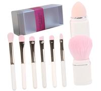 LIFKOME Portable Makeup Brush Set with Long Handle Blusher and Eyeshadow Brushes Compact Travel Kit for Smooth Application and Easy Cleaning Mini Retractable Design in Coconut Milk White