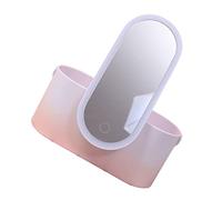 LIFKOME Portable Makeup Organizer with Led Lighted Mirror, Pink Gradient Handheld Cosmetic Storage Box for Travel and Home Skincare Organizer