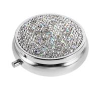 LIFKOME Portable Rhinestone Mini Metal Pill Organizer with Compartments for Daily Medicine and Jewelry Storage Travel Pill Box for Vitamins and Supplements Stylish Bling Medicine Holder