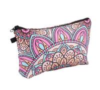 LIFKOME Portable Toiletry Storage Bag Easy to Carry Cosmetic Bag with Zipper Closure, Beautiful Polyester Makeup Zipper Pouch Printed with Mandala Flowers and Birthdays for Travel