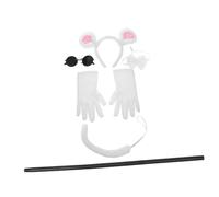 LIFKOME Rat Costume Accessories Set for Women Complete Animal Headband Bow Tie White Gloves Dark Sunglasses Blind Cane and Tail Halloween Cosplay Party Supplies for Themed Gatherings and