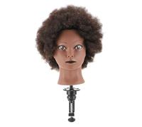 LIFKOME Real Human Hairdressing Practice Head with Soft Curly Afro Hair Medium Styling Mannequin for Barber Salon Training Hairdresser and Cosmetology Students Black Manikin for