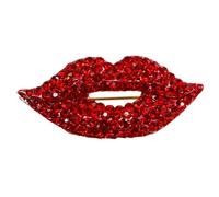 LIFKOME Red Lip Brooch Rhinestone Inlaid Lapel Pin Crystal Corsage Sweater Shawl Scarf Clothing Jewelry Pin Bling Collar Pin for Hat Backpack Dress Shirt Decor