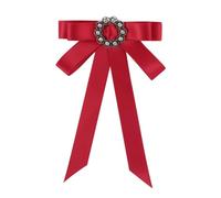 LIFKOME Red Rhinestone Bowknot Brooch Pin Lightweight Alloy Ribbon Decorative Vintage Brooch for Women Clothes Scarf Accessories Elegant Clothing Jewelry