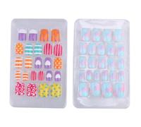 LIFKOME Removable Fake Nails for Kids 2 Boxes Children Manicures Non-toxic Eco-friendly Artificial Fingernails Gel Adhesive Suitable for Kids’ DIY Nail Art Color Assorted style