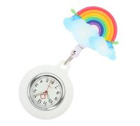 LIFKOME Retractable with Washable Cover for Women Nurse Watch Lightweight Featuring Exquisite Detail Silicone Quartz Pocket Watch and Rainbow Pattern Design Gift for Nurses